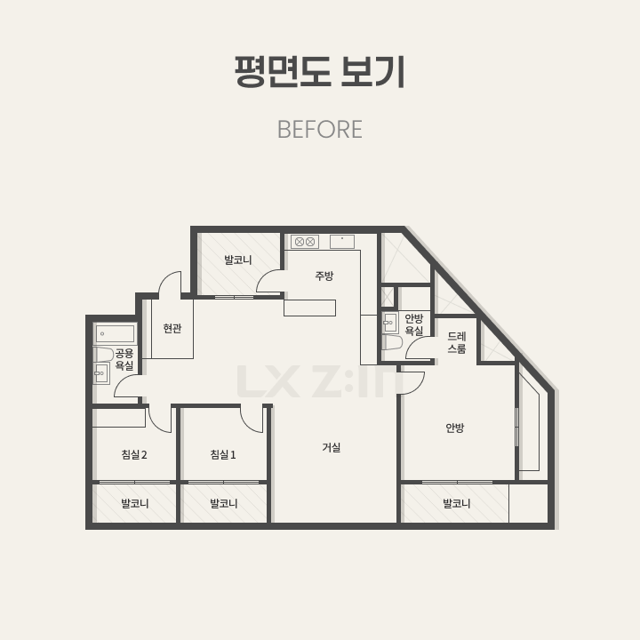김해시 관동동 죽림마을7단지한림풀에버 34평, 시공 전후 평면도 