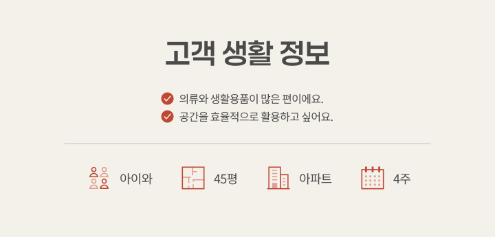 서울 중랑구 신내5단지두산대림 아파트 45평, 고객 생활 정보 카드