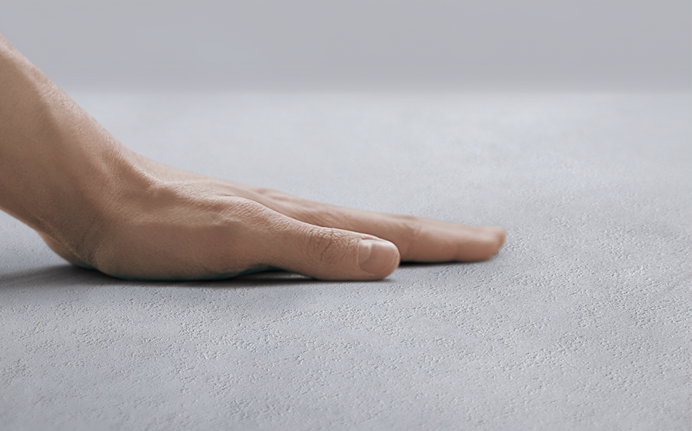 표면 무광 효과로 더욱 고급스러운 텍스처, TrueMatte, 표면 무광 기술로 포세린과 같은 고급타일에서 느낄 수 있는 질감을 전달합니다.