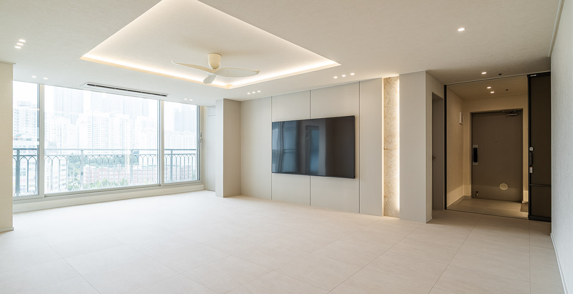 아트월을 LX Z:IN 인테리어필름으로 마감해 고급스러운 분위기 조성