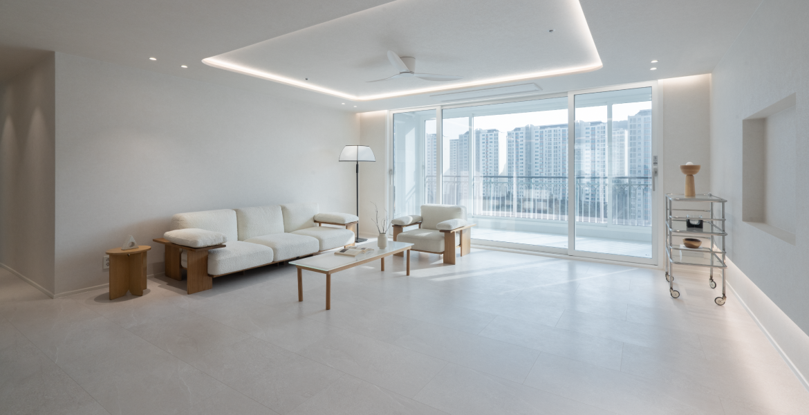 아이들을 위해 내구성과 안전성을 갖춘 LX Z:IN 바닥재 에디톤 스톤 적용