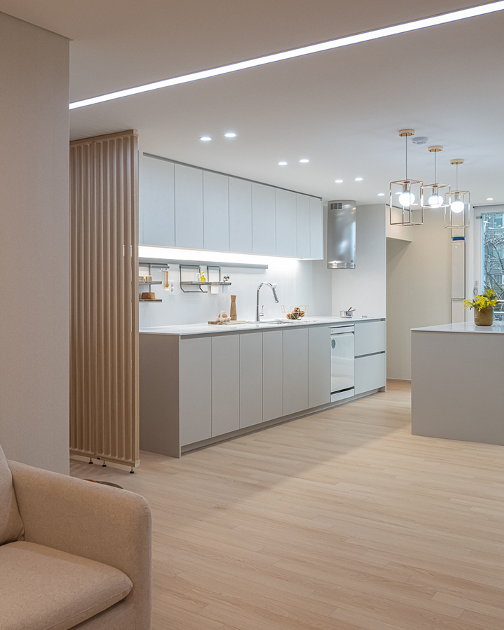 실용적인 거실 주방 가구 배치, 예쁜 34평 아파트 인테리어